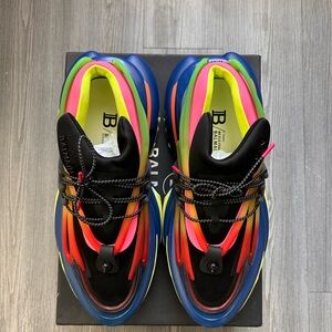 Balmain Black and Blue Sneakers with Chunky Sole and Modern Design